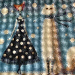Giant Cat with Stylish Lady Series Diamond Dot Art Picture Painting